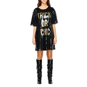 MOSCHINO Black Sequined TRICK OR CHIC Dress. Authentic, New with Tags US 6